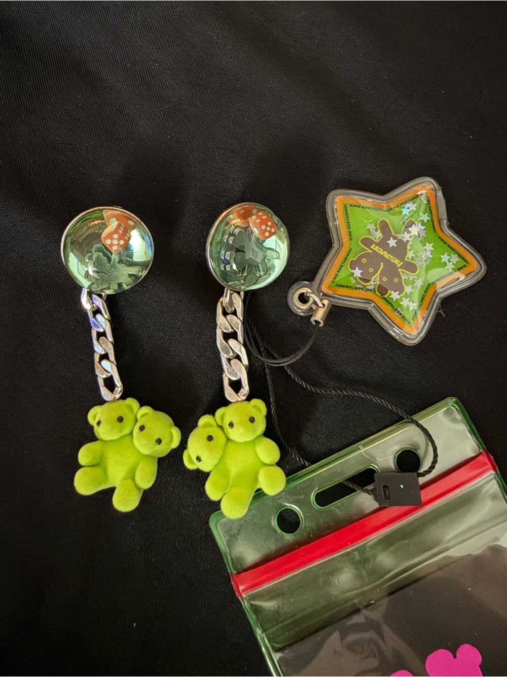 NWT Heaven By Marc Jacobs x  Kiko Kostadinov y2k acid green teddy earrings